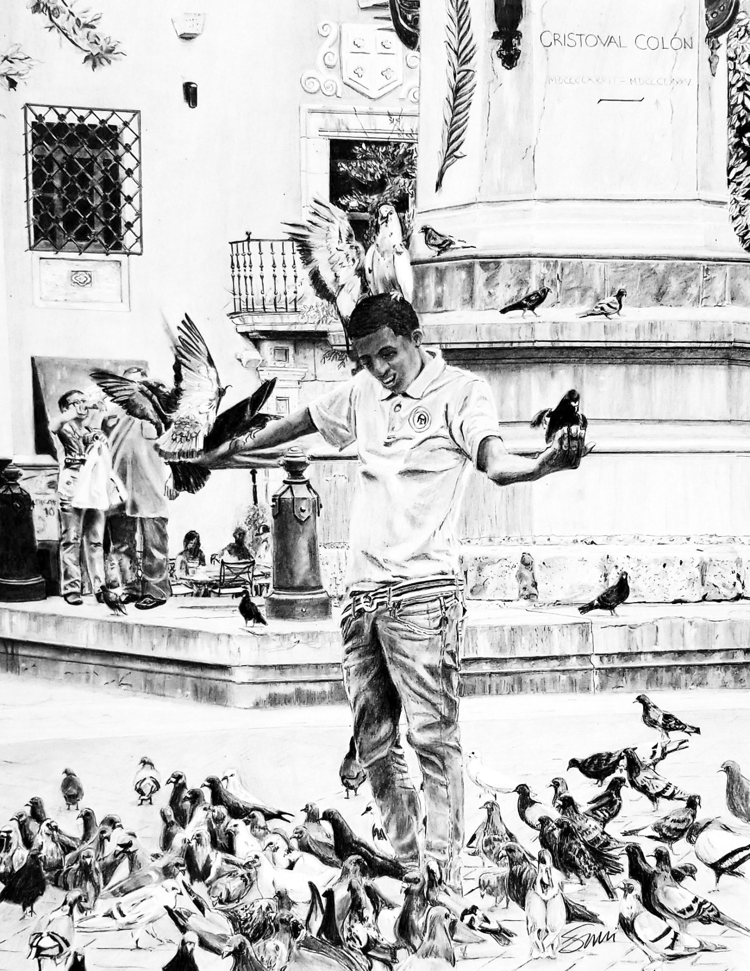 Garçon aux pigeons